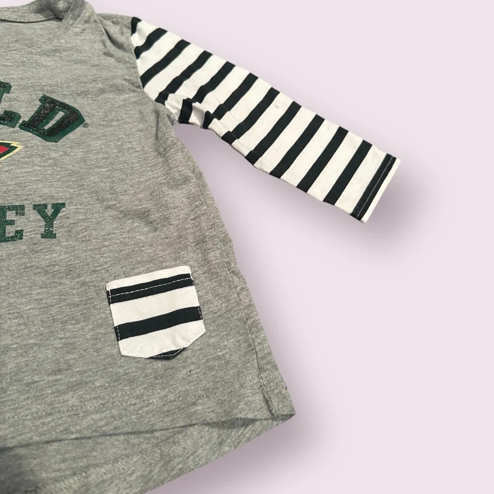 Toddler Reebok Kids Gray And Stripe Wild Hockey Long Sleeve Tee